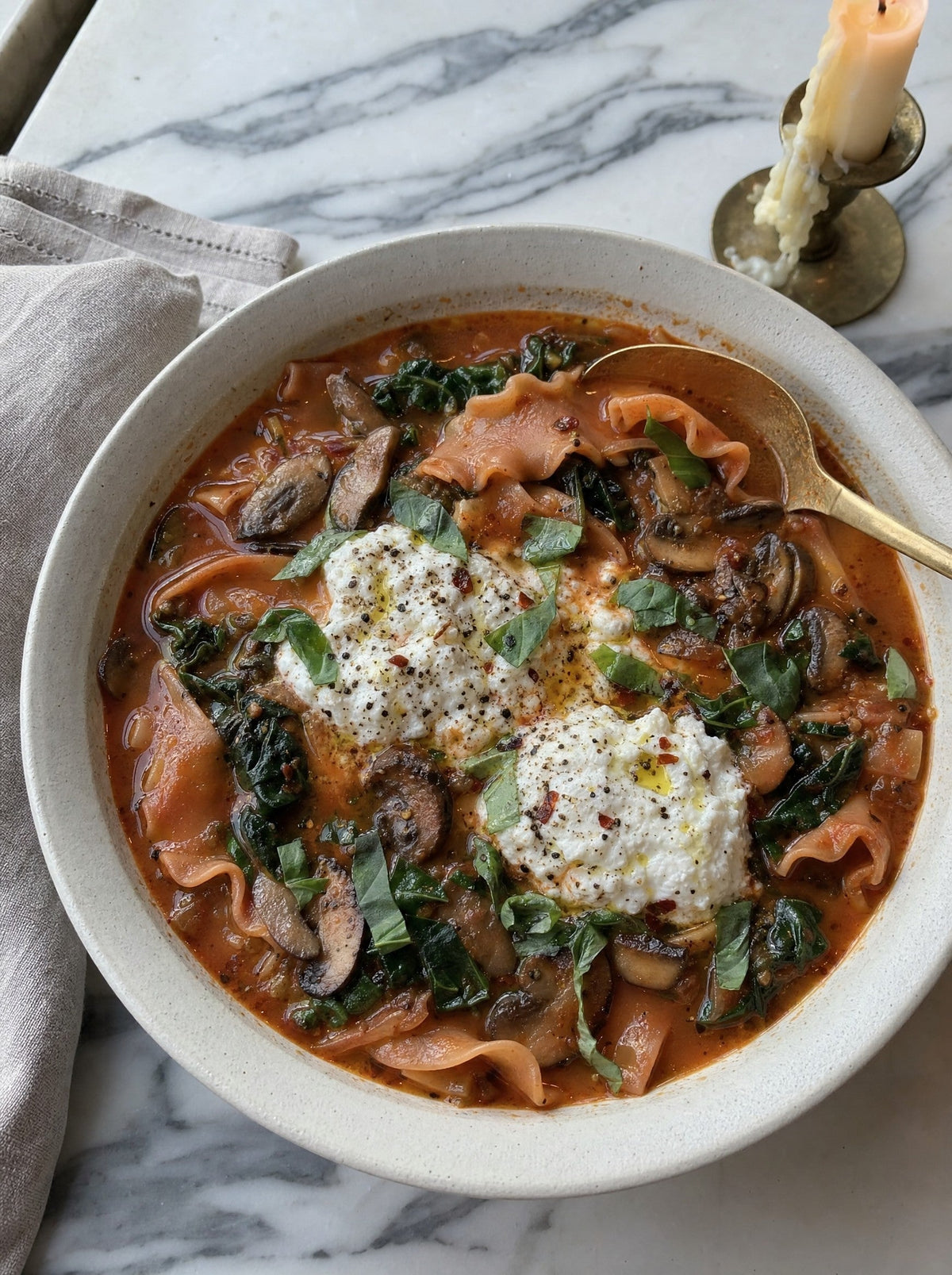 Miso Mushroom Lasagna Soup: Love Without the Labour