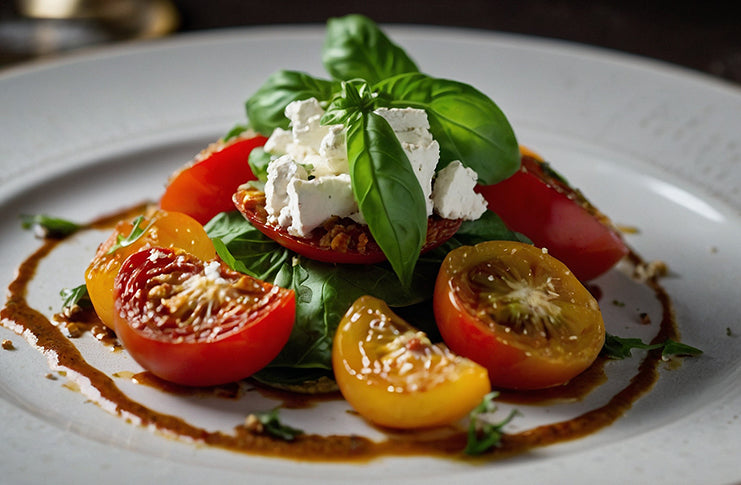 Sun-Dried Tomato Pesto Salad with Heirloom Tomatoes and Goat Cheese