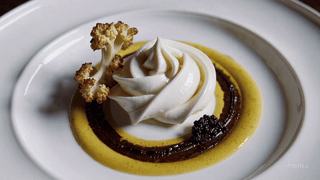 Cauliflower Cloud with Charred Purée, Turmeric Foam, and Crispy Leaves