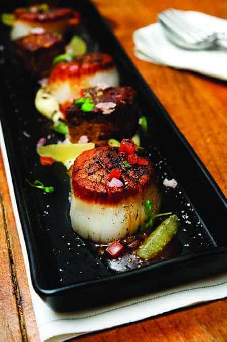 Coffee Crusted Scallops with Parsnips and Provencale Sauce