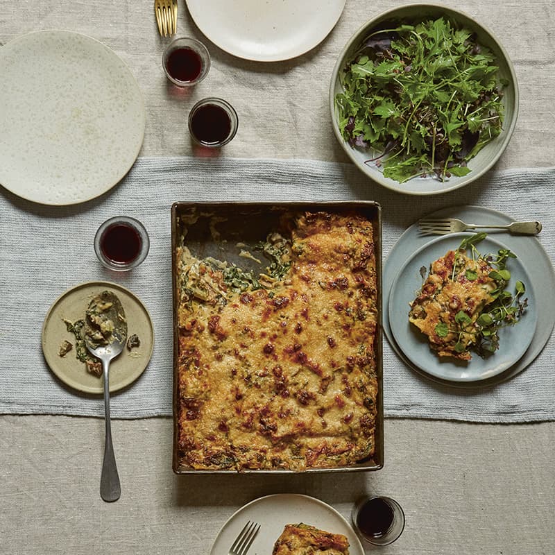 Smokey mushroom and roast kale lasagna