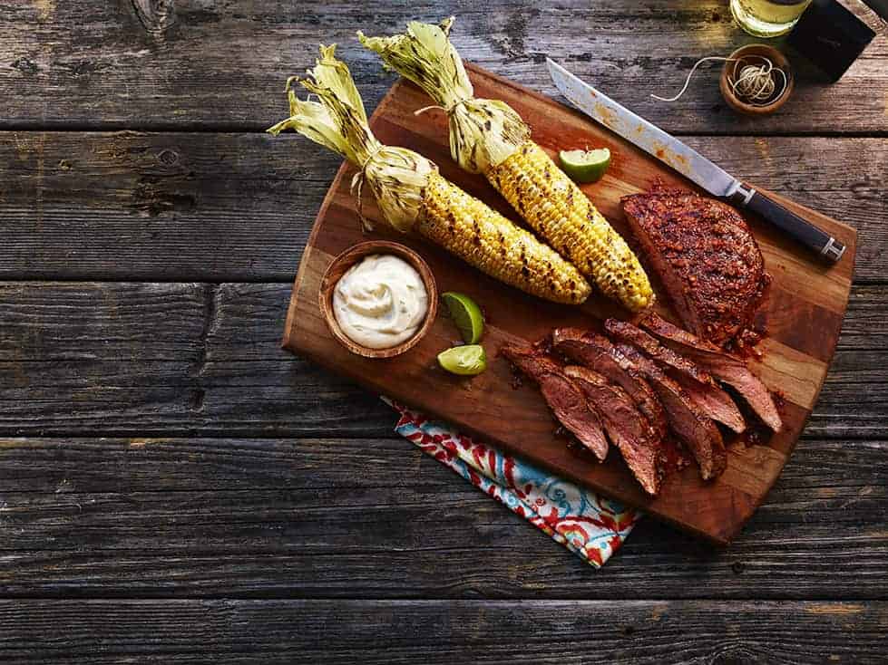 Grilled Flank Steak with Lime Mayonnaise