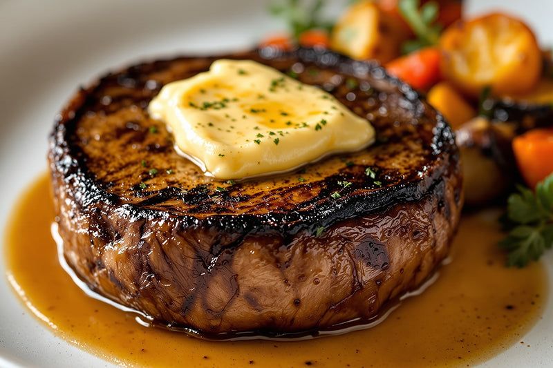 Sous Vide Portobello “Steaks” with Bone Marrow Butter