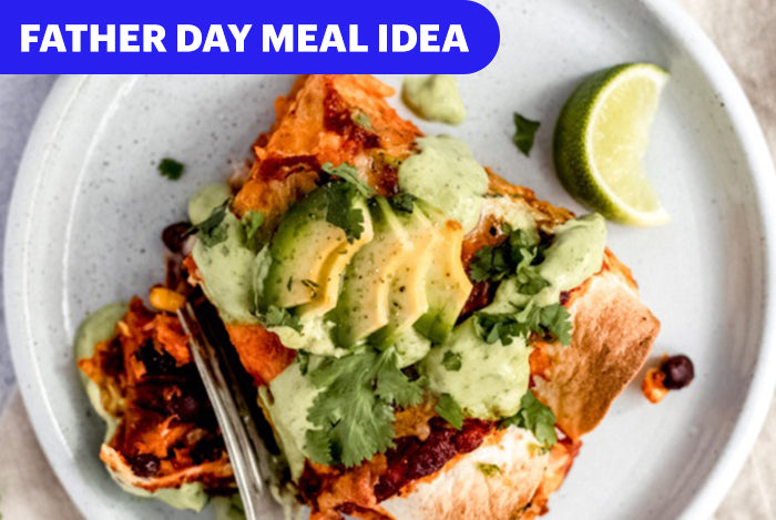 Sweet Potato and Black Bean Enchiladas with Avocado Lime Crema
