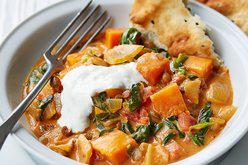 Coconut & Squash Dhansak with Tamarind-Infused Pineapple and Toasted Seeds
