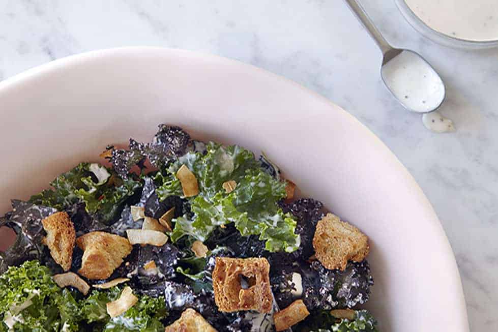 Kale Caesar with Coconut Bacon