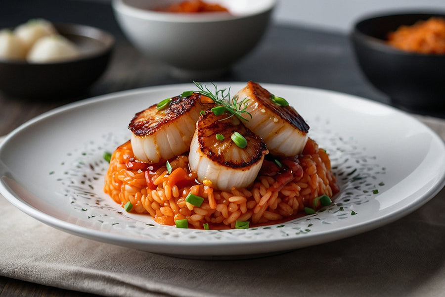Exploring the Edge of Flavor: Korean-Italian Fusion Cuisine – Gochujang Risotto with Seared Kimchi Scallops
