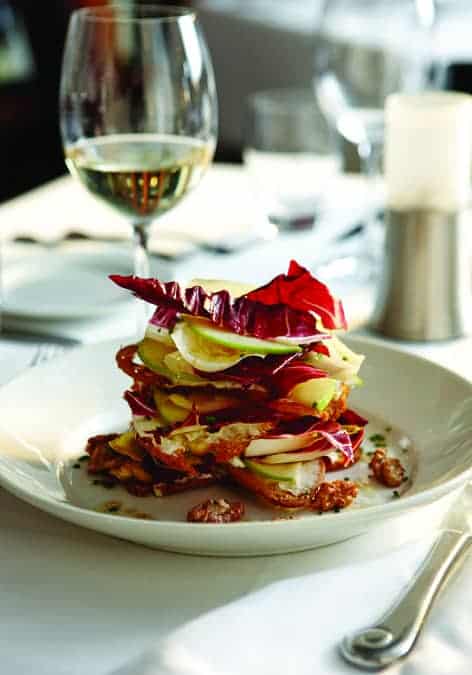 Radicchio Salad  – Green Apples, Endive, Spiced Walnut & Gorgonzola Wafer Stack
