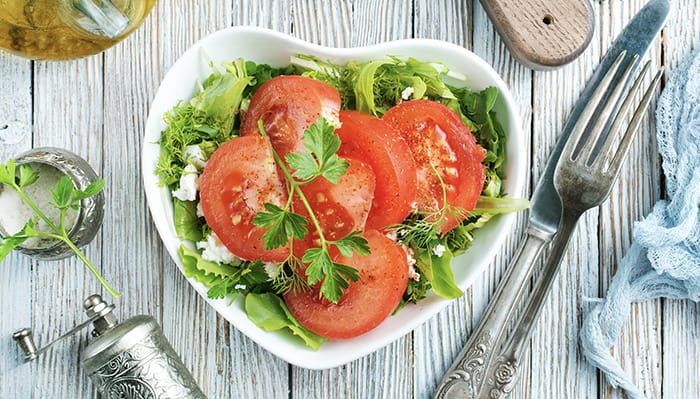 Lush Green Tomato and Feta Cheese Salad
