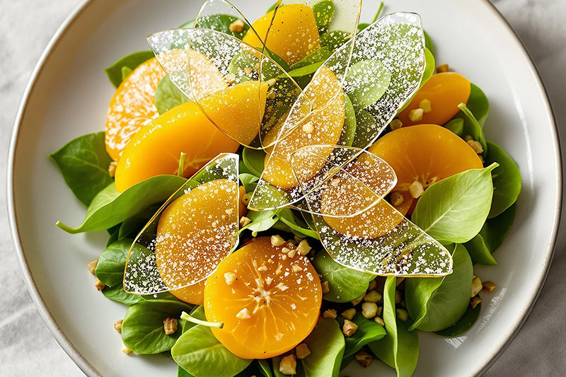 Spinach & Persimmon Salad with Za’atar Glass
