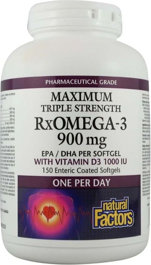 NATURAL FACTORS RxOmega 3 + D3 900 mg -/150 sgels