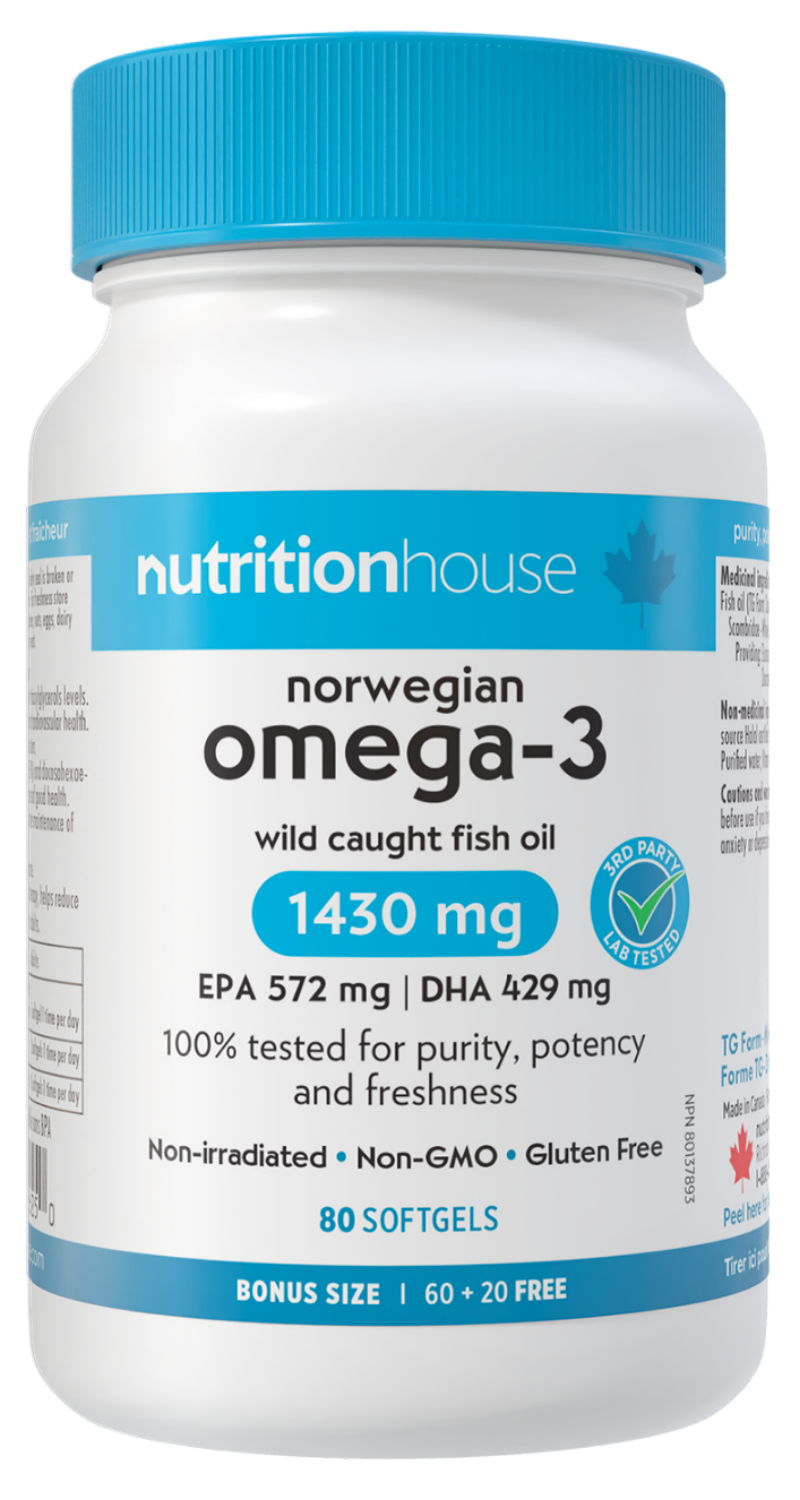 NUTRITION HOUSE Norwegian Omega-3 1430 mg,  Bonus 60 + 20 Softgels