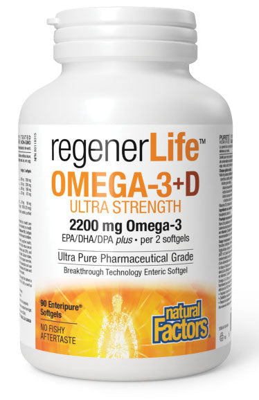 NATURAL FACTORS Regenerlife Omega-3 + D (90 sgels)