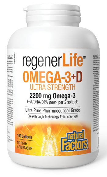 NATURAL FACTORS Regenerlife Omega-3 + D (150 sgels)