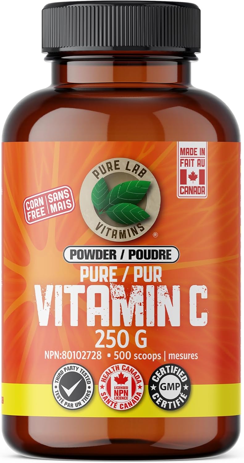PURE LAB VITAMINS Vitamin C Powder, Corn + Sugar Free (500 mg - 250 g)