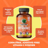 PURE LAB VITAMINS Vitamin C Powder, Corn + Sugar Free (500 mg - 250 g)