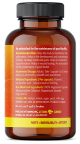 Vitamin supplement bottle with label on a white background