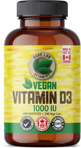 PURE LAB VITAMINS Vegan Vitamin D3 (1000 IU - 240 veg caps)