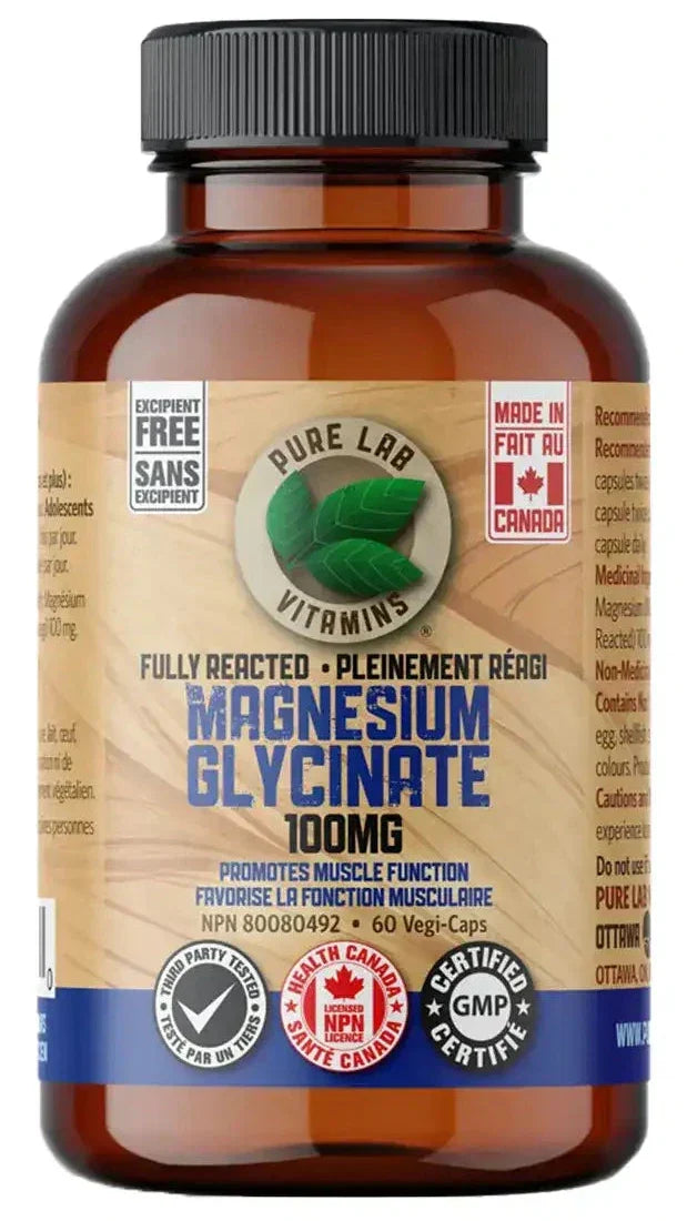 PURE LAB VITAMINS Magnesium Glycinate Fully Reacted 100 mg Excipient Free