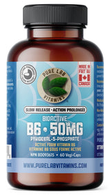Vitamin B6 supplement bottle with blue label on a white background