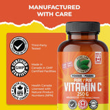 PURE LAB VITAMINS Vitamin C Powder, Corn + Sugar Free (500 mg - 250 g)