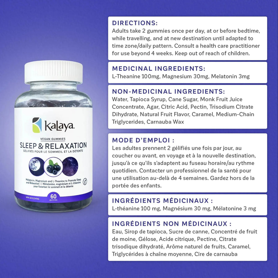 KaLaya Vegan Blueberry Sleep & Relaxation Gummies (60 Gummies)