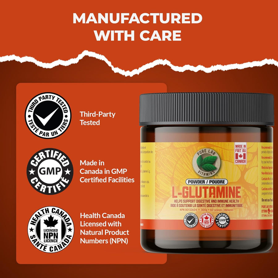 PURE LAB VITAMINS L-Glutamine Pure Powder - Additive Free (300 g)