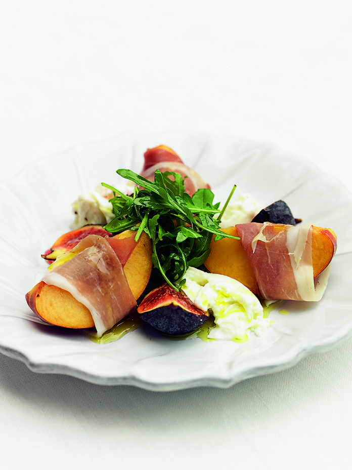 Salad Of Proscuitto-wrapped Peaches With Figs And Buffalo Mozzarella