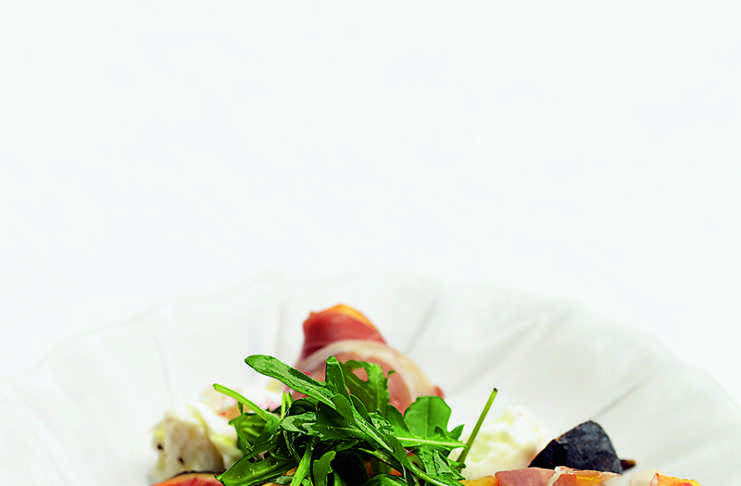 Salad Of Proscuitto-wrapped Peaches With Figs And Buffalo Mozzarella